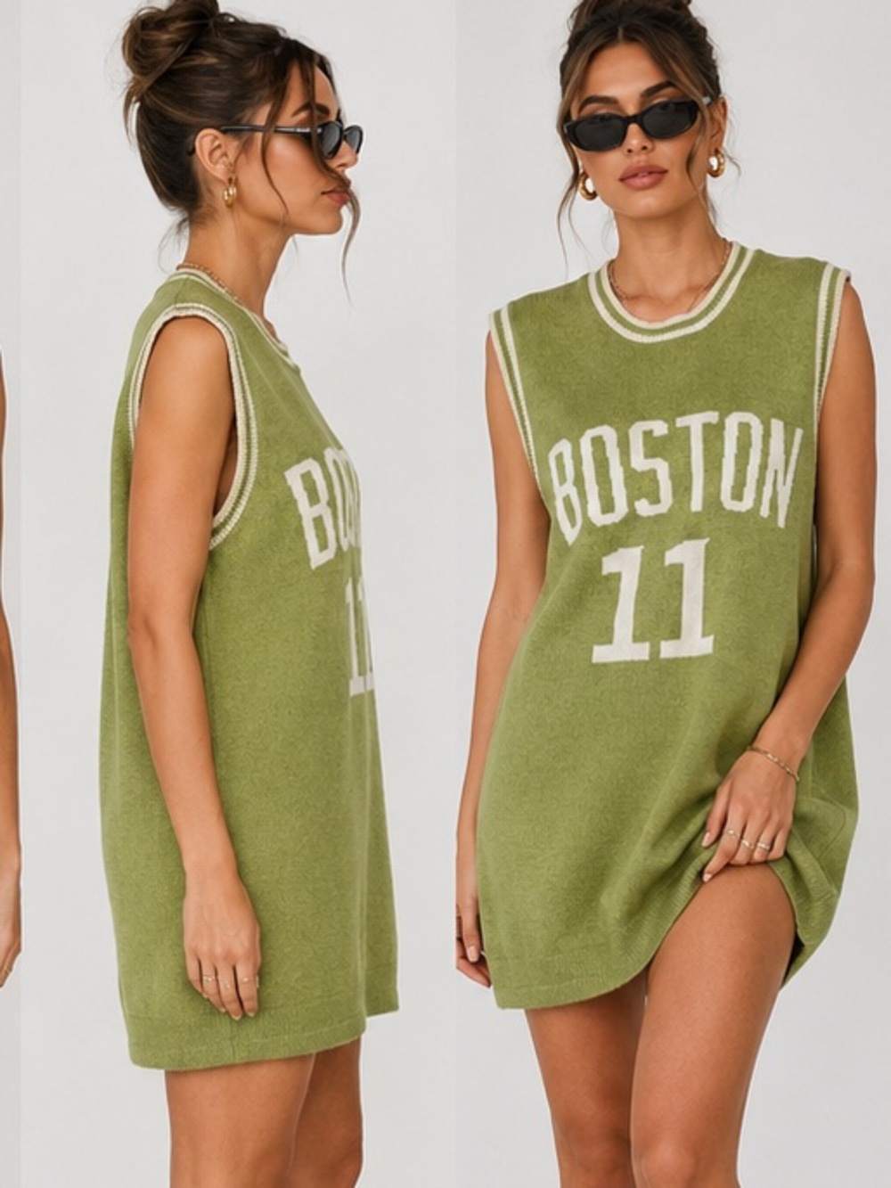 Green 'Boston 11' Sleeveless Knit Dress